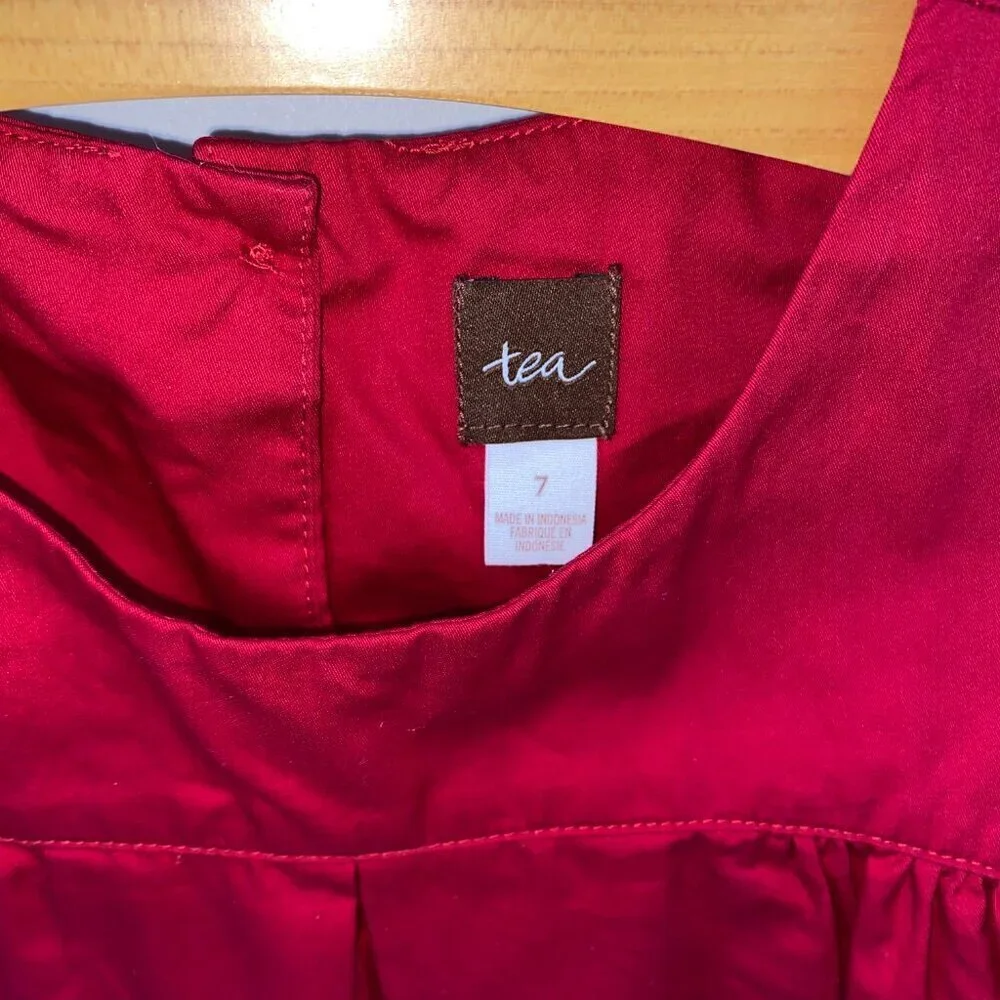 Tea Collection Girls Red Dress with Purple Gold & Ivory Flowers